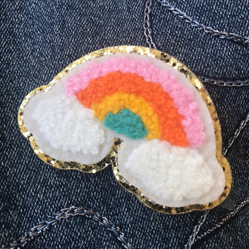 💕 New Rainbow Chenille Iron On Embroidered Patch